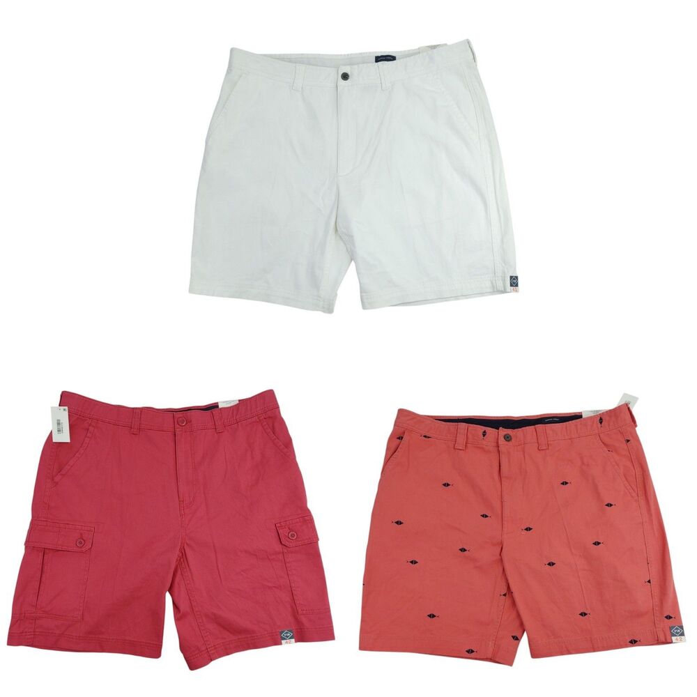 St. John's Bay Men's Size 42 Lot of 3 Shorts White Nantucket Red Rose of Sharon